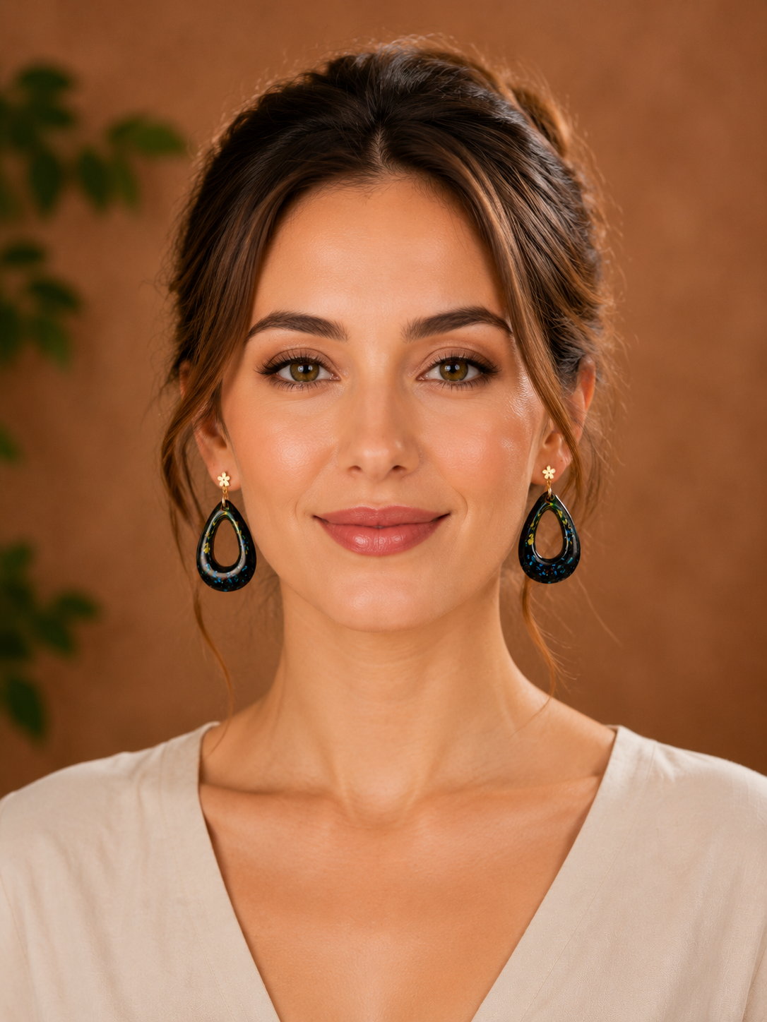Handcrafted Lacquer & Mother-of-Pearl Teardrop Earrings – Artisan Statement Jewelry