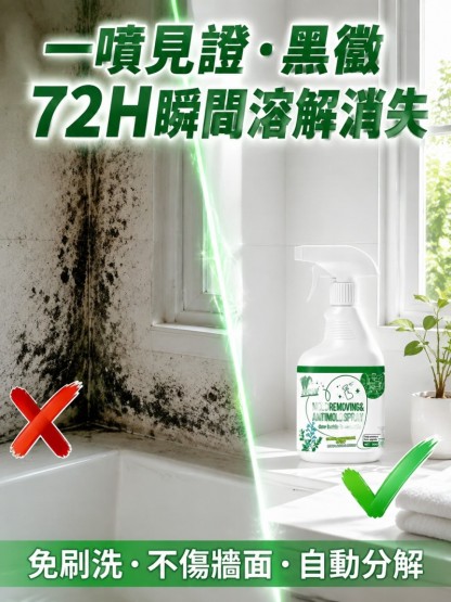 【72H極速免刷洗·黑黴壁癌終結者】強效牆體除黴淨化噴霧