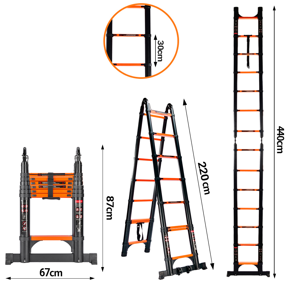 2.2+2.2m type A telescopic ladder