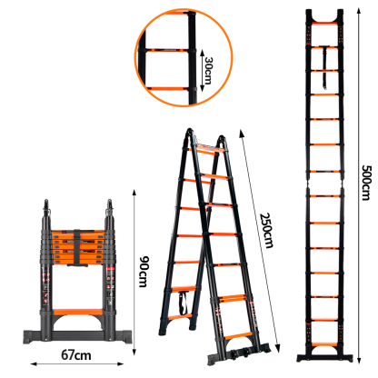 2.5+2.5m type A telescopic ladder