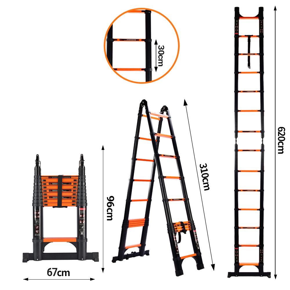 3.1+3.1m type A telescopic ladder
