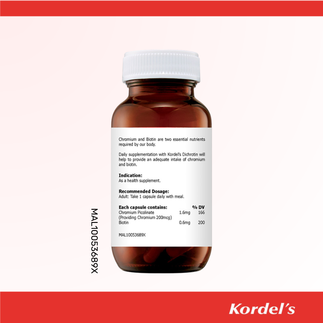 Kordel’s Dichrotin Chromium 200mcg + Biotin 600mcg Capsules