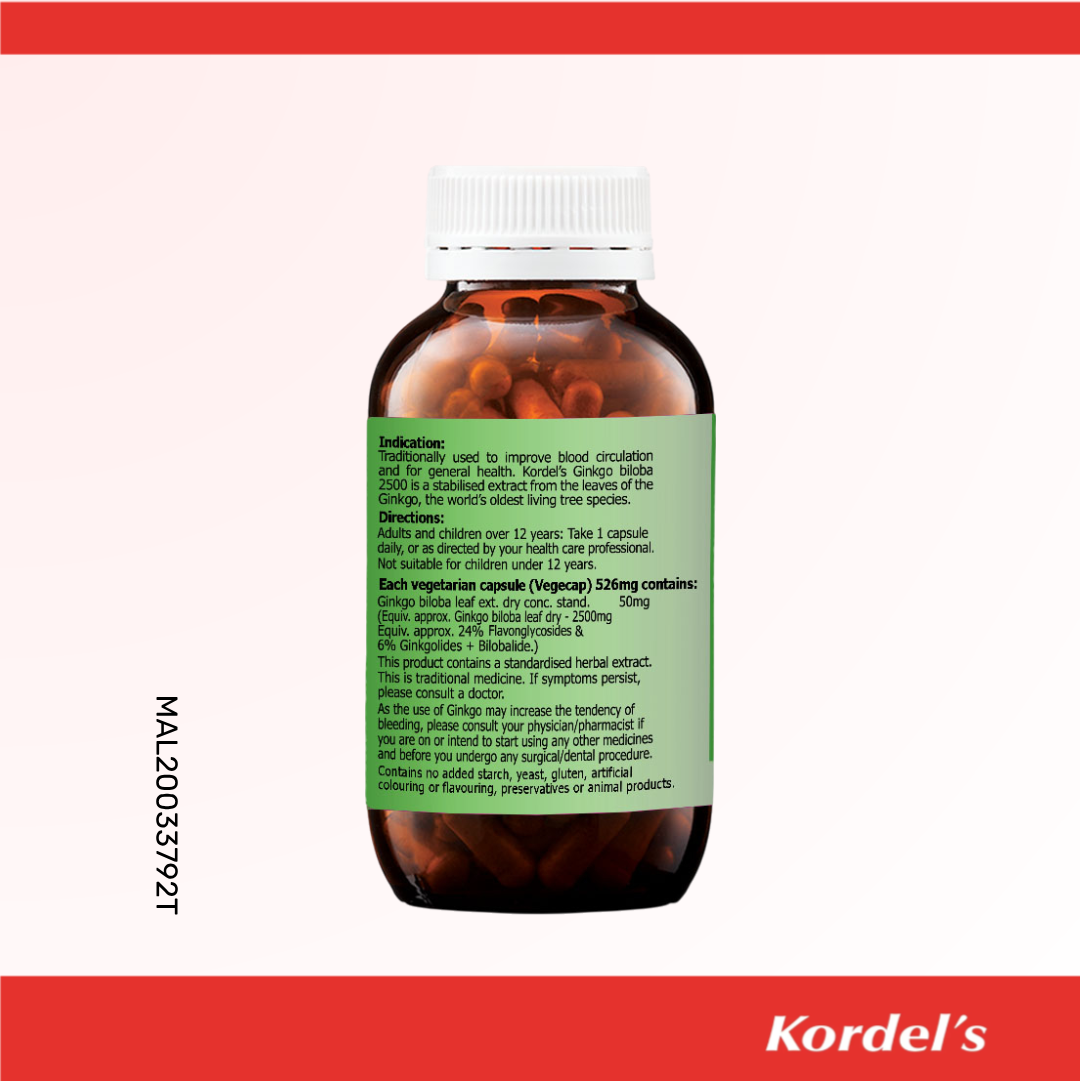 Kordel’s Ginkgo Biloba 2500 Capsules