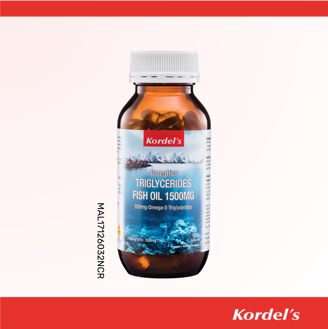Kordel’s OmegRich Triglycerides Fish Oil 1500mg Softgels