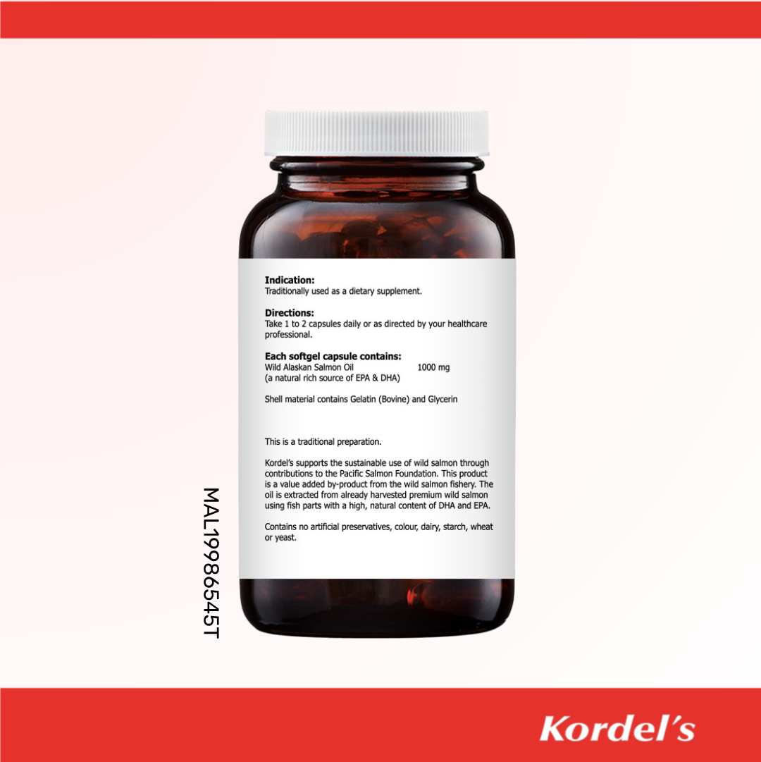 Kordel’s Wild Alaskan Salmon Oil 1000mg Capsules
