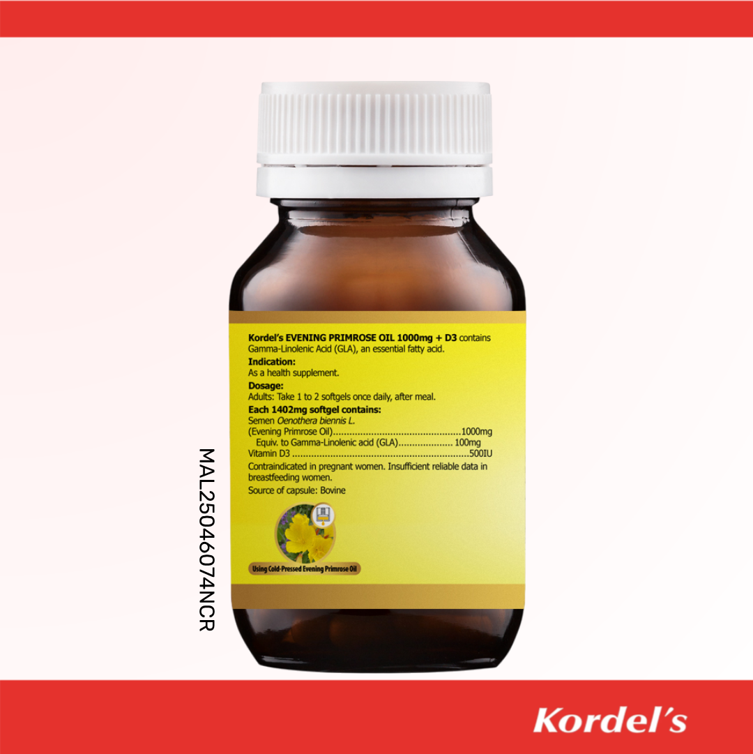 Kordel's Evening Primrose Oil 1000mg + D3 Softgel