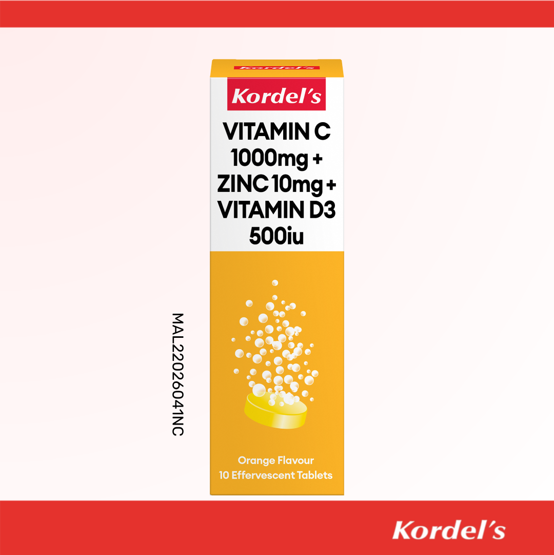 Kordel's Vitamin C 1000mg + Zinc 10mg + Vitamin D3 500IU Effervescent Tablet