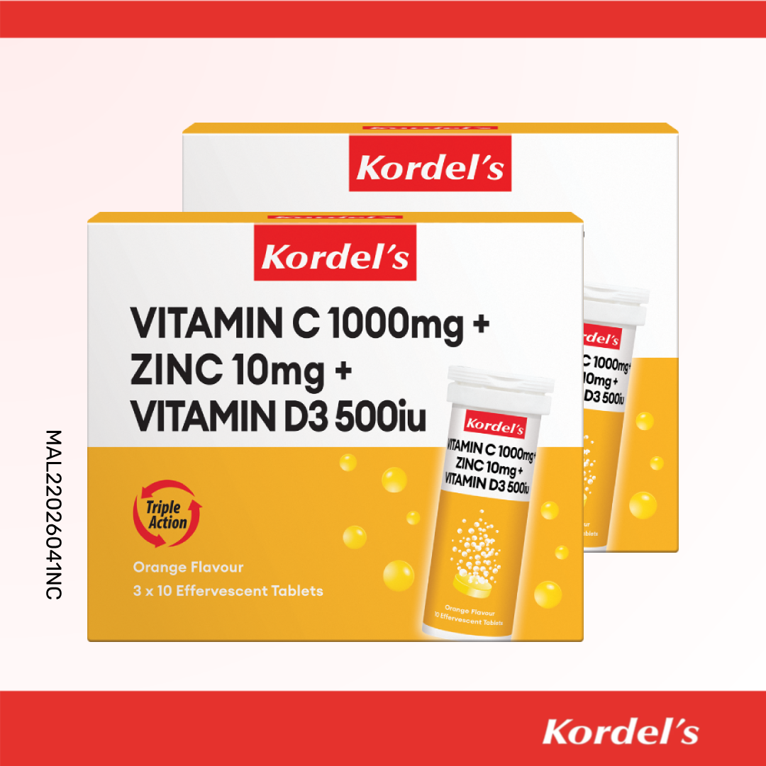 Kordel's Vitamin C 1000mg + Zinc 10mg + Vitamin D3 500IU Effervescent Tablet
