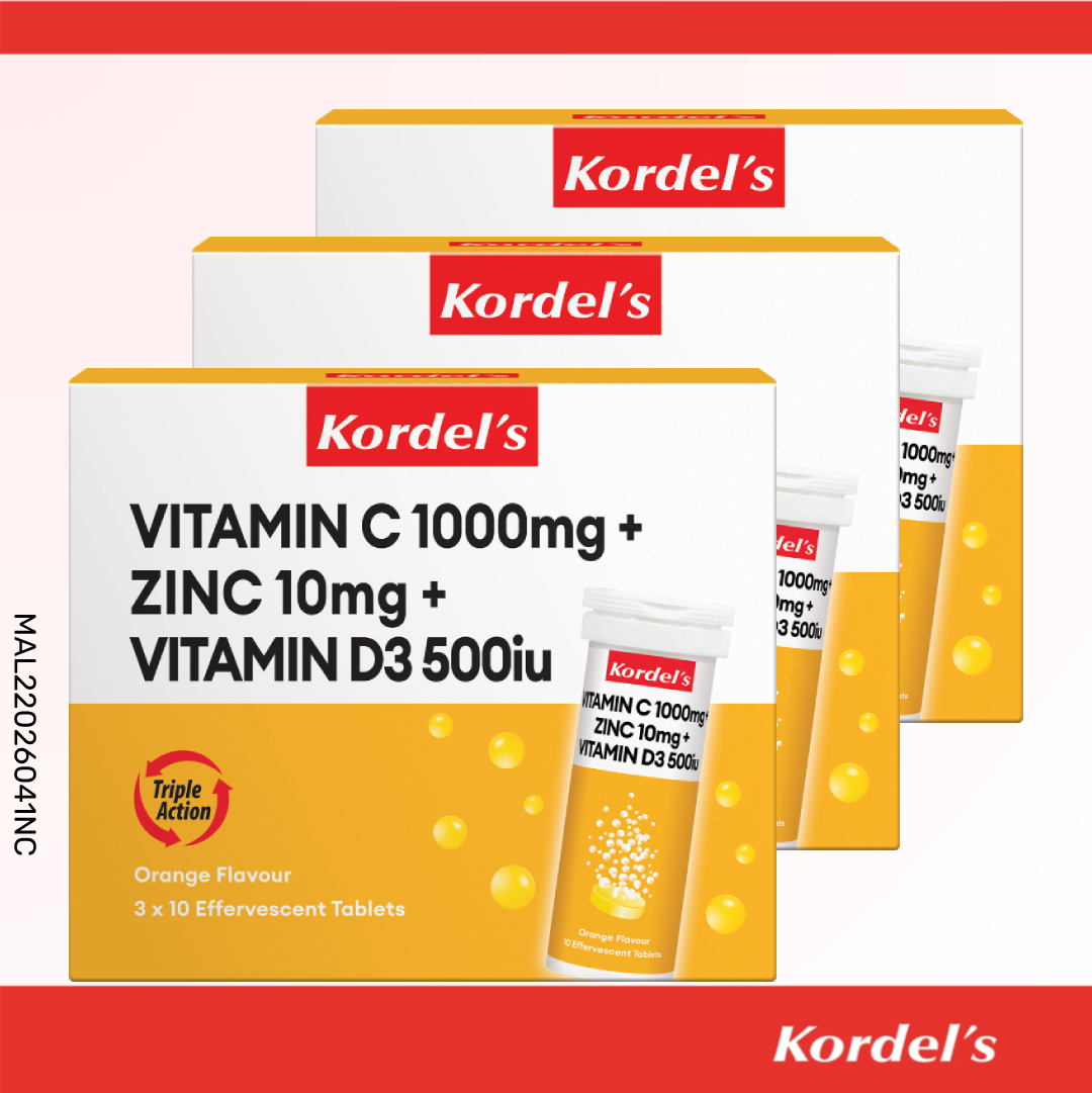 Kordel's Vitamin C 1000mg + Zinc 10mg + Vitamin D3 500IU Effervescent Tablet