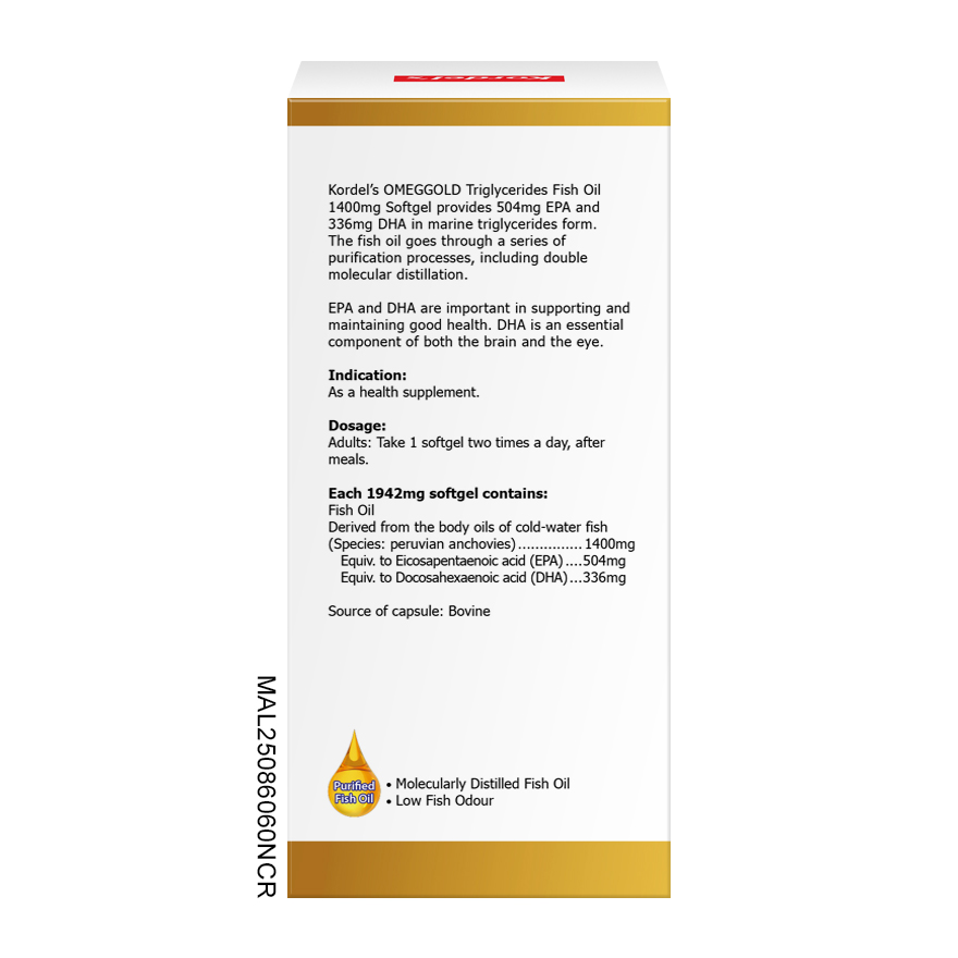 Kordel’s Omeggold Triglycerides Fish Oil 1400mg softgel