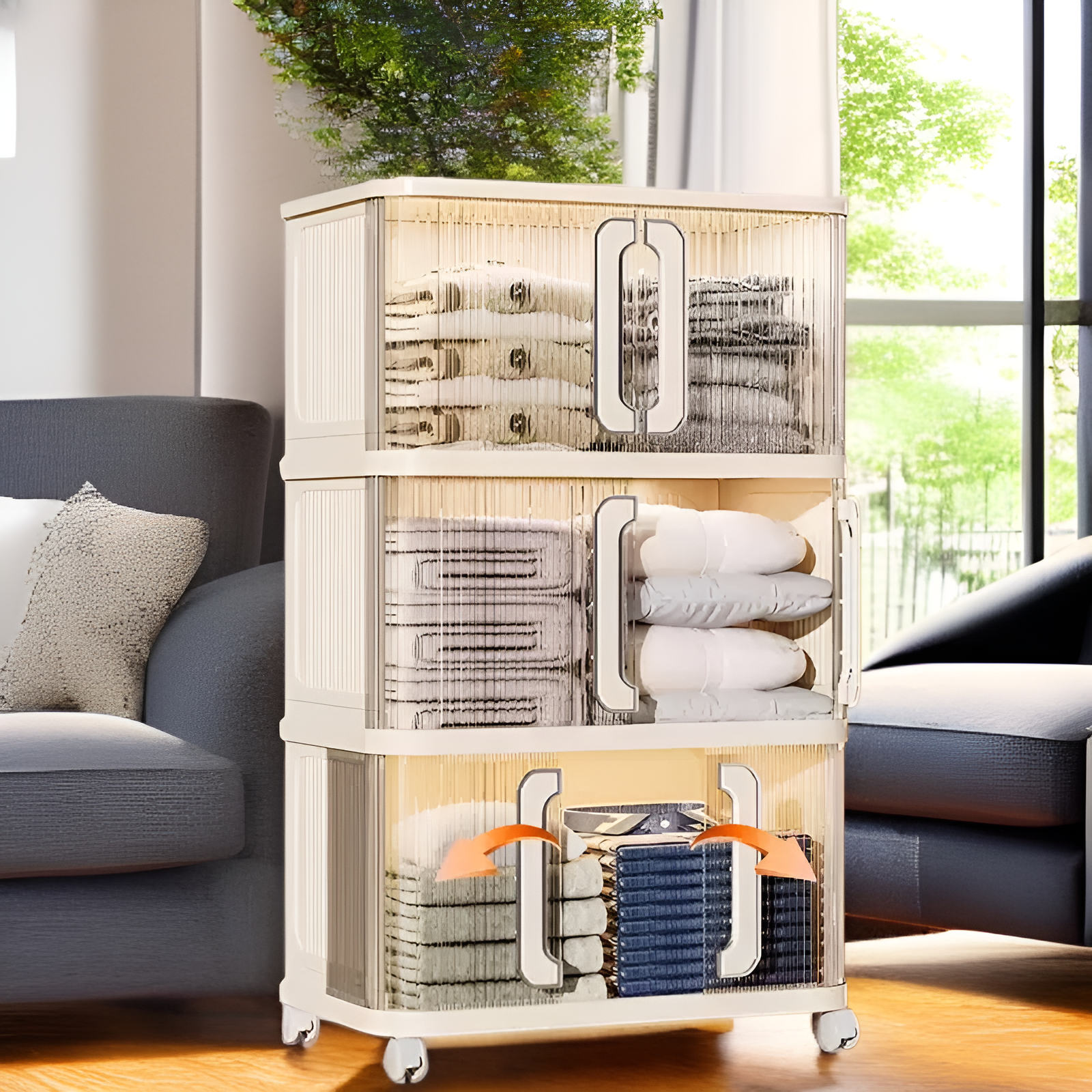 可移動收納櫃輪子細節展示