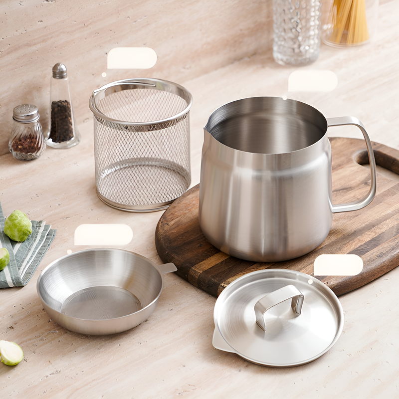 หม้อกรองน้ำมันและแยกเศษอาหารในตัว สำหรับครัว ขนาดใหญ่ หนาเป็นพิเศษ