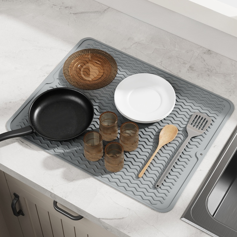 แผ่นรองจานซักล้างกันลื่นและระบายน้ำ