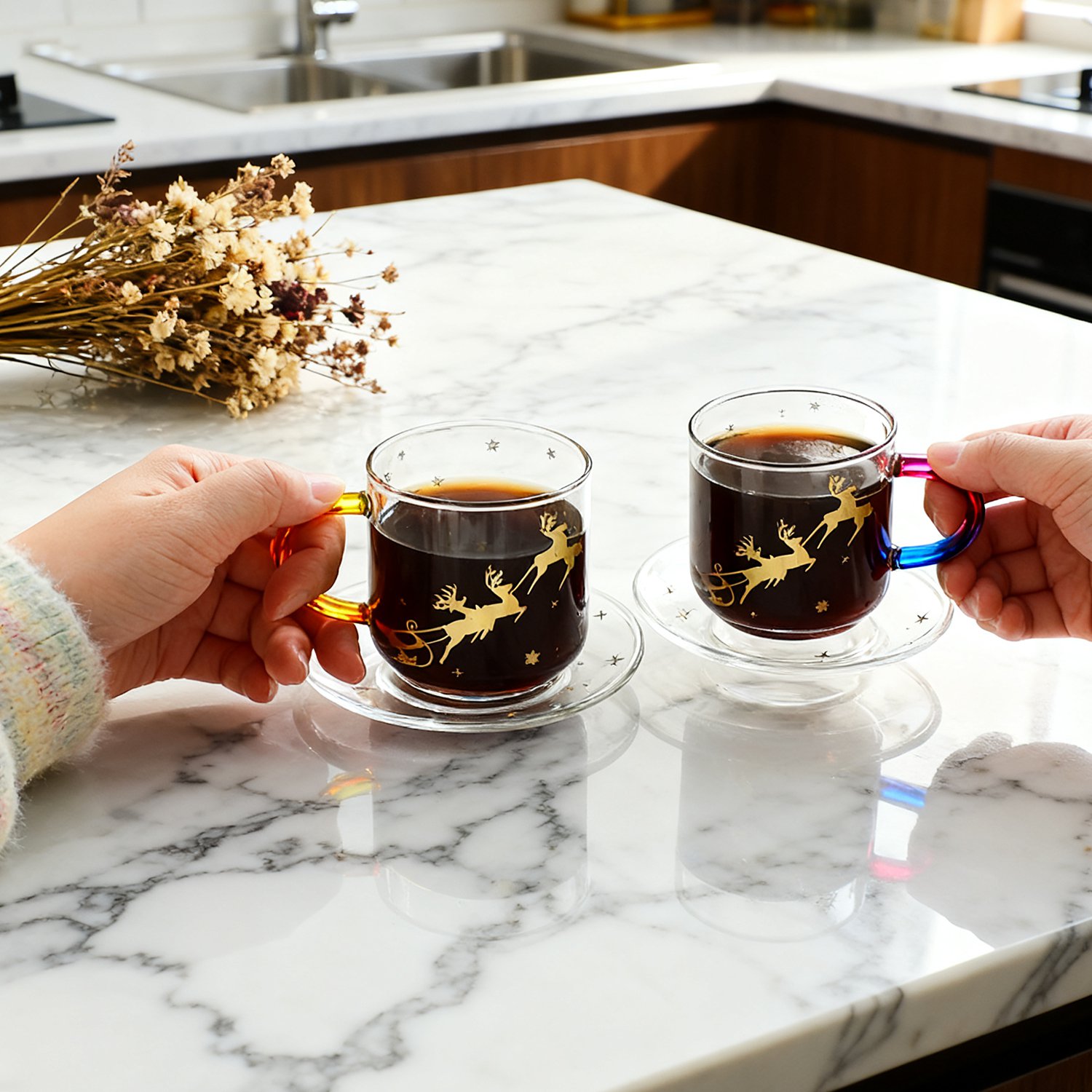 ギフトにも最適なグラスコーヒーカップセット