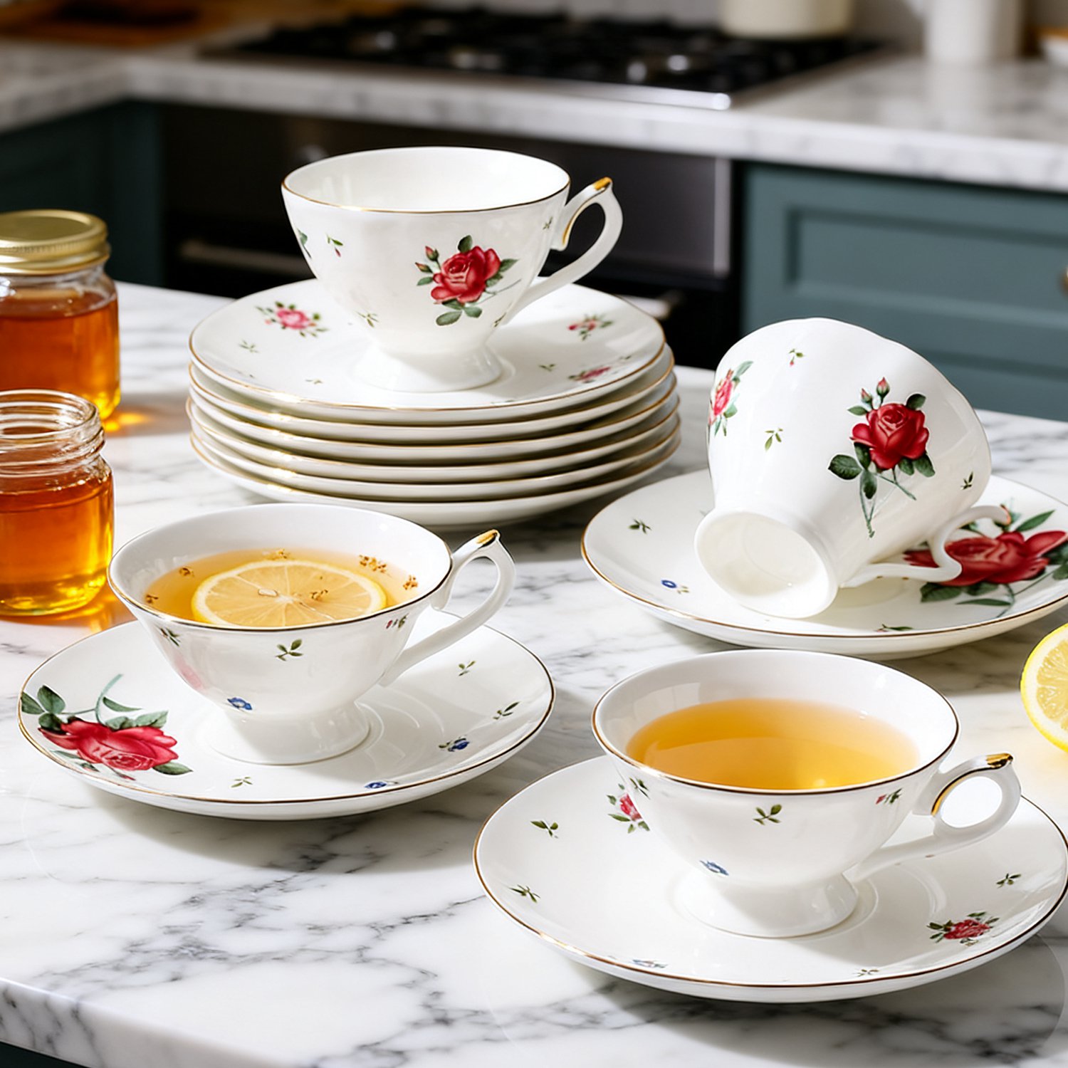 ギフト包装された陶磁器カップ皿セット