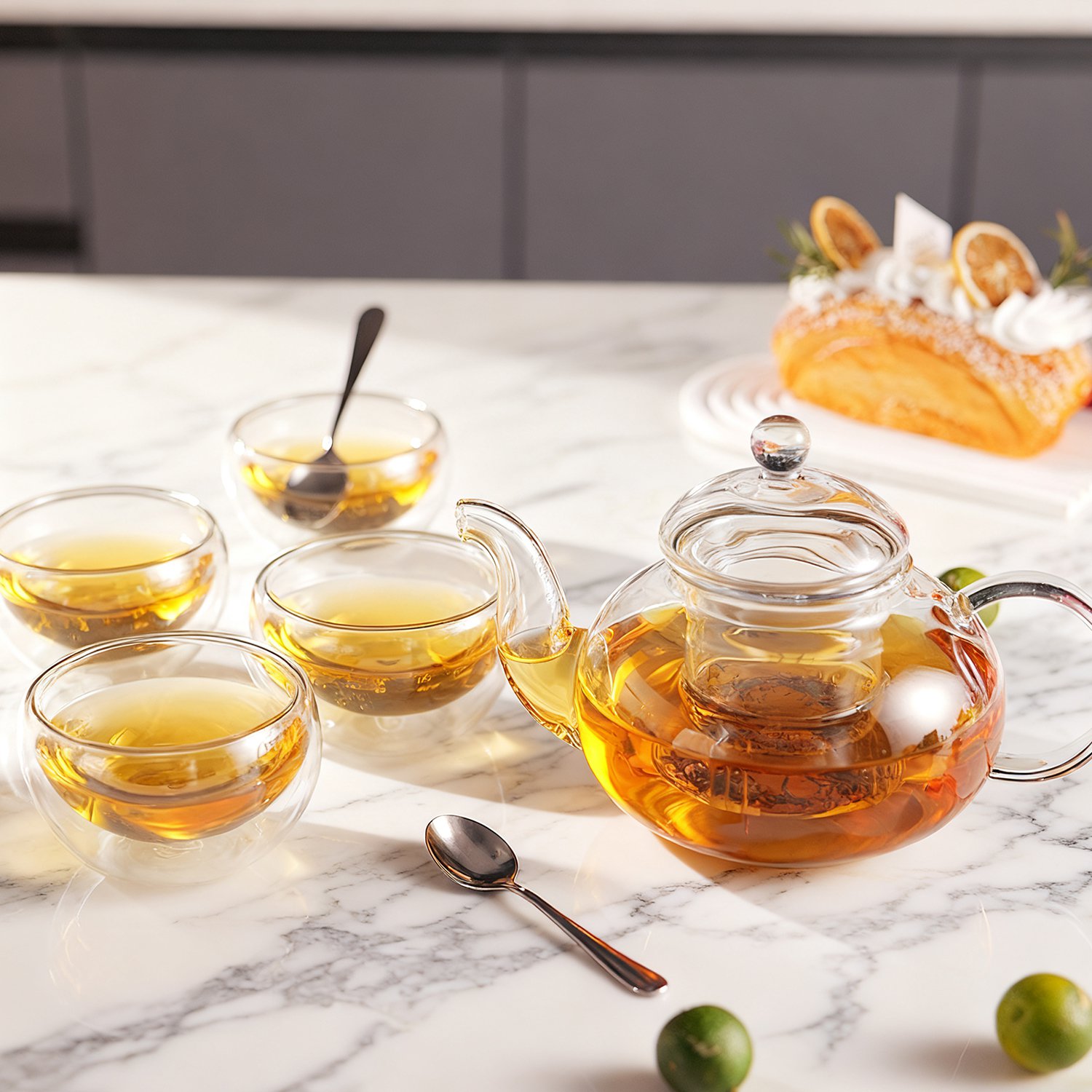 耐熱ガラスティーポットのディテール