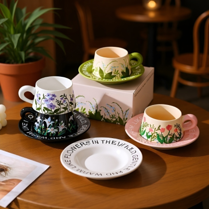 高級感陶磁器コーヒーカップ茶皿セット