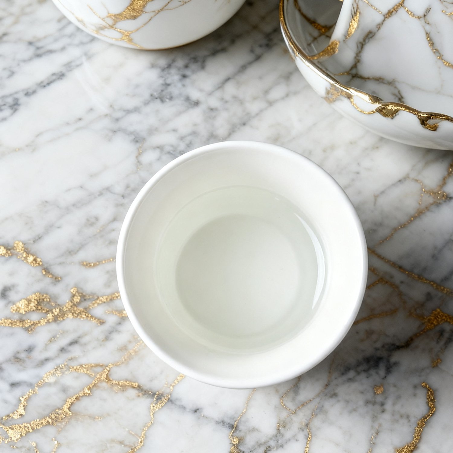 シンプルな白磁コーヒーカップの横からの画像