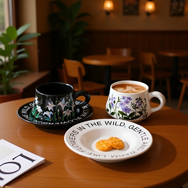 高級感陶磁器コーヒーカップ茶皿セット