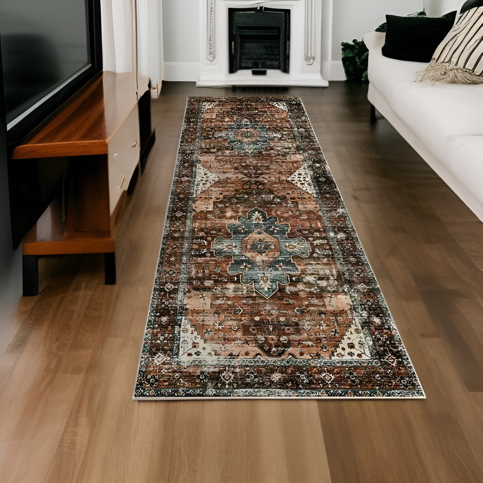 レトロクリスタルベルベット長方形カーペット全体画像