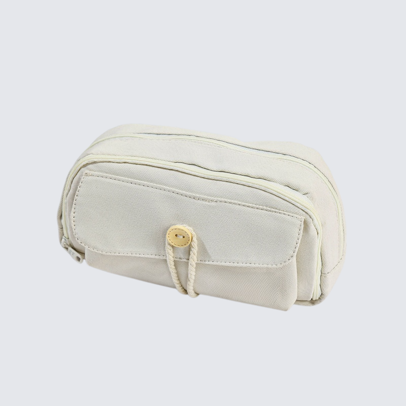 シンプルなキャンバスボタン付きペンケース