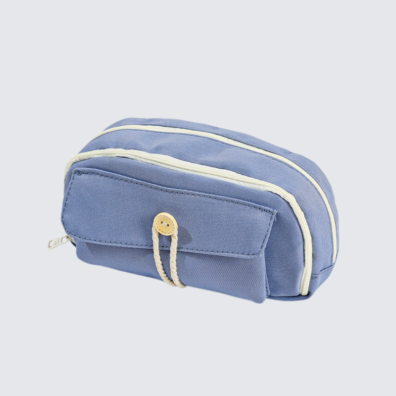 シンプルなキャンバスボタン付きペンケース