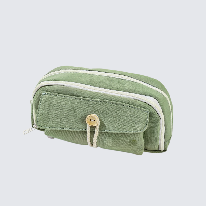 シンプルなキャンバスボタン付きペンケース