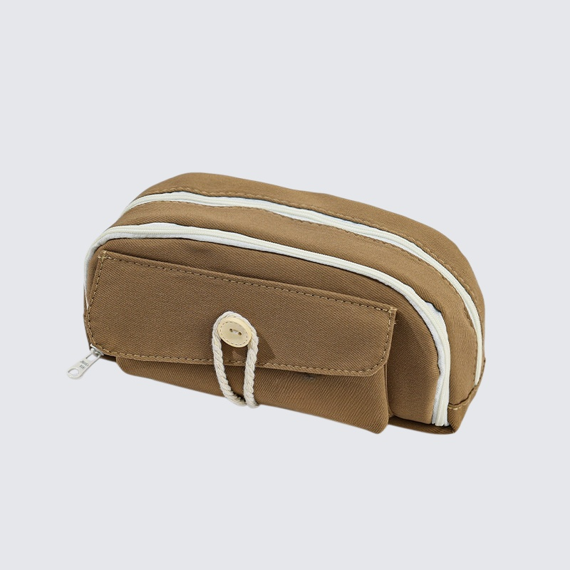 シンプルなキャンバスボタン付きペンケース