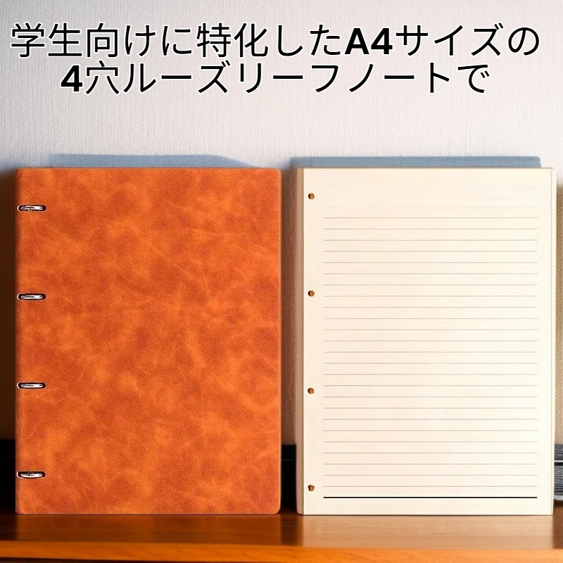 学生向け A4 4穴ルーズリーフノート 分離式ダイアリー メモ帳 リフィル付き