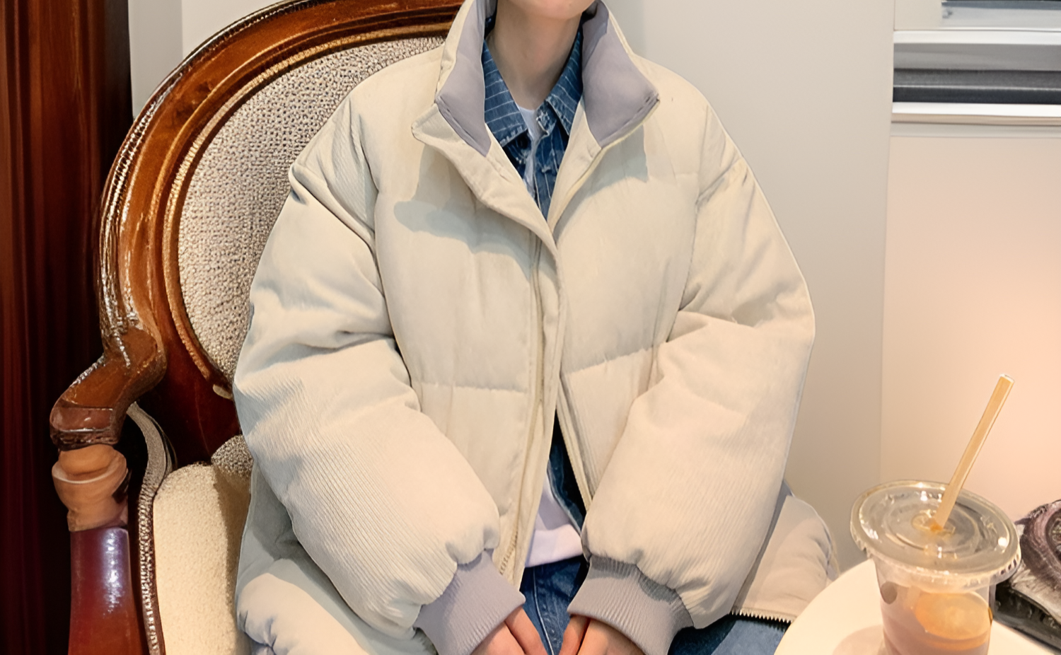 カジュアルコーデに合うレトロ厚手コーデュロイ綿入れ