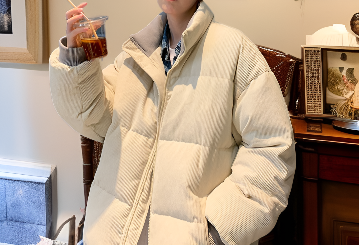 秋冬向け防寒メンズスタンドカラージャケット