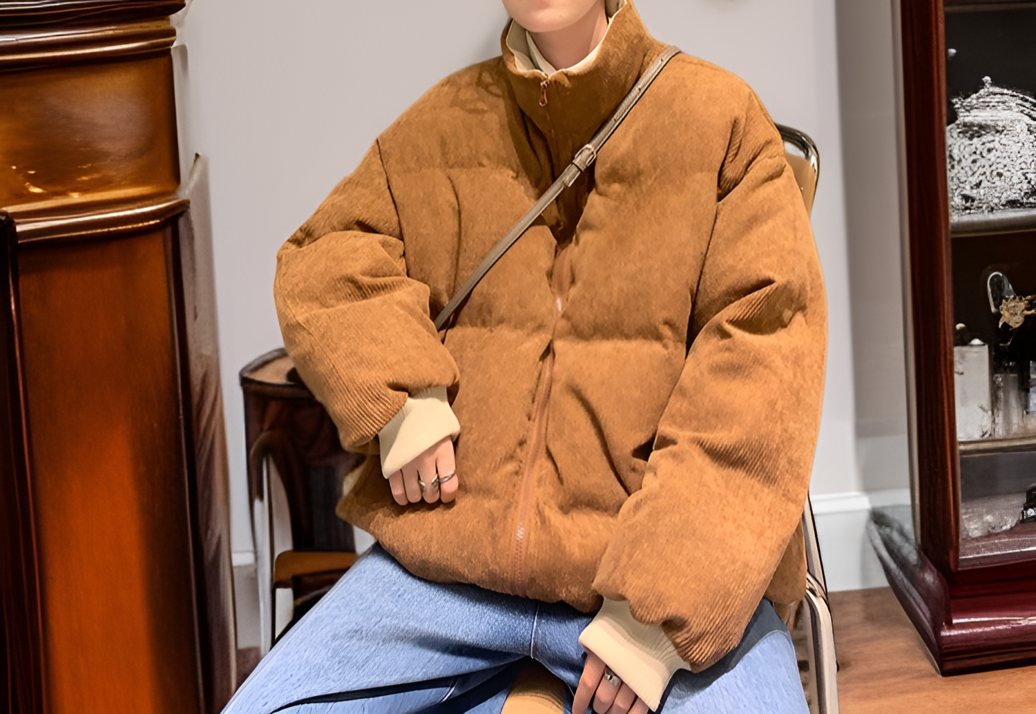ヴィンテージ風メンズコーデュロイジャケット着用例