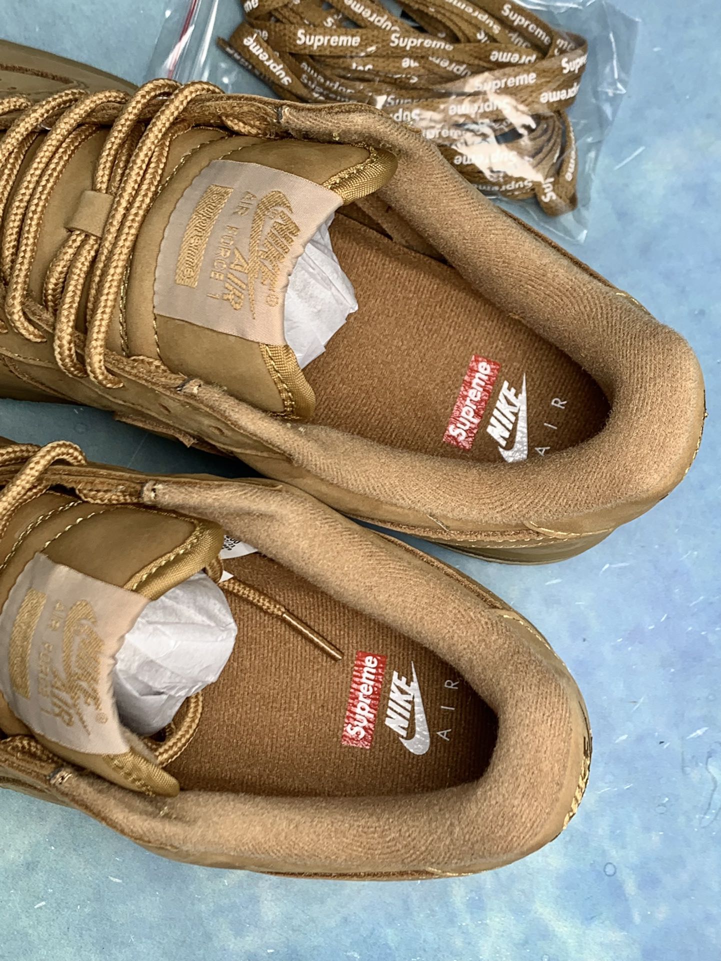 Supreme × Nike Air Force 1 Low "Flax/Wheat"