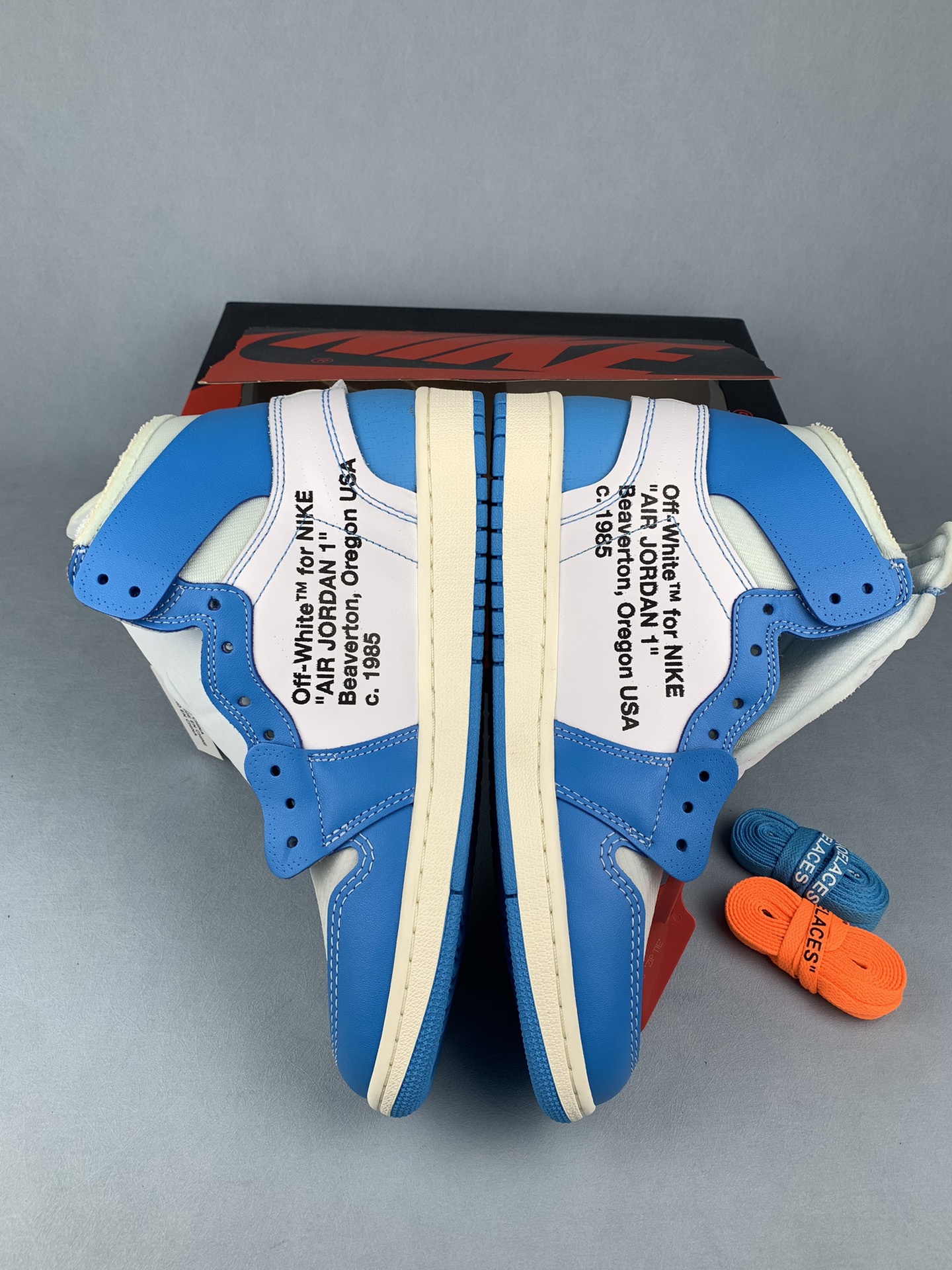 [LJR] Off-White × Nike Air Jordan 1 High UNC "White/Dark Powder Blue"