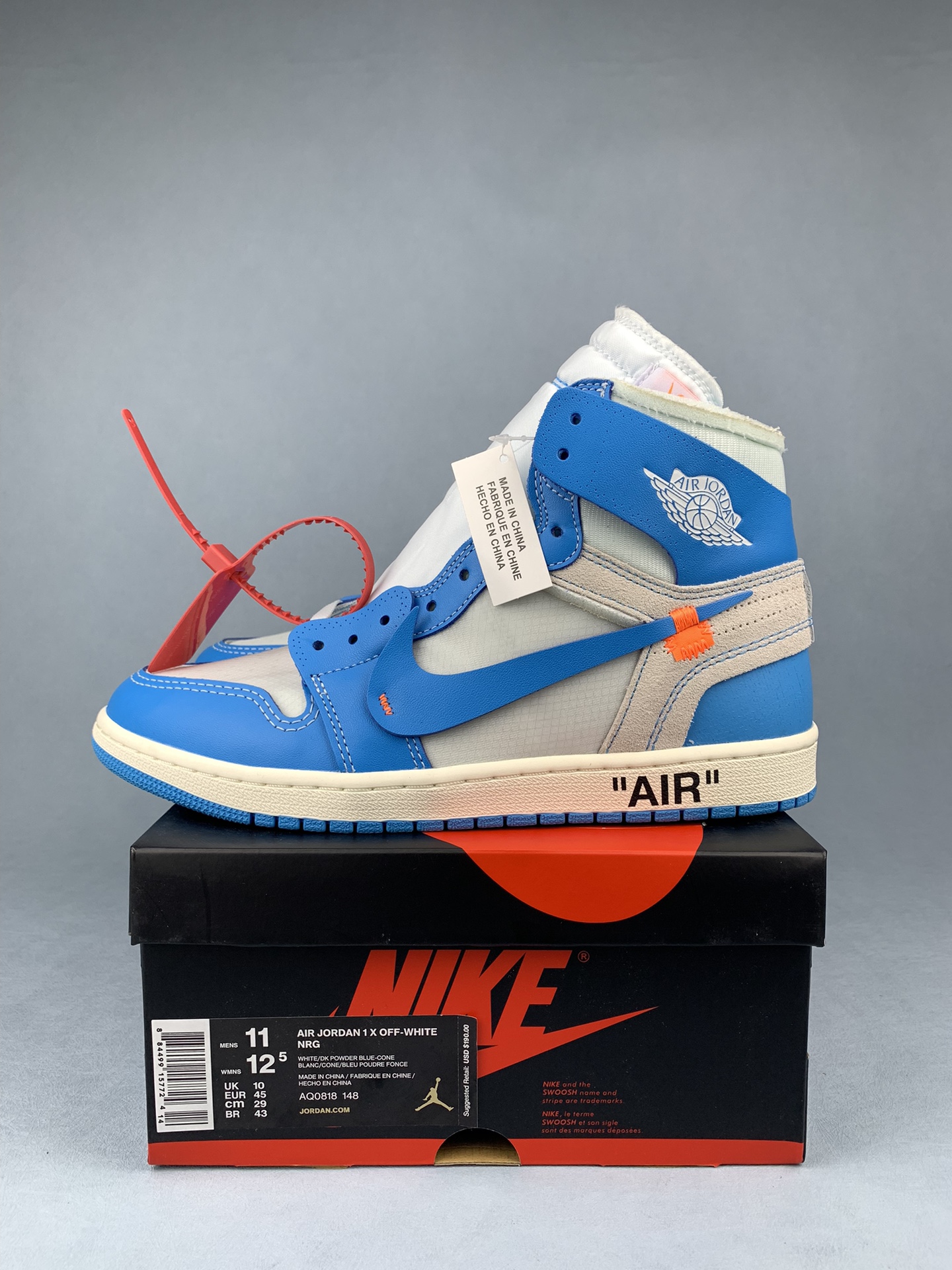 [LJR] Off-White × Nike Air Jordan 1 High UNC "White/Dark Powder Blue"
