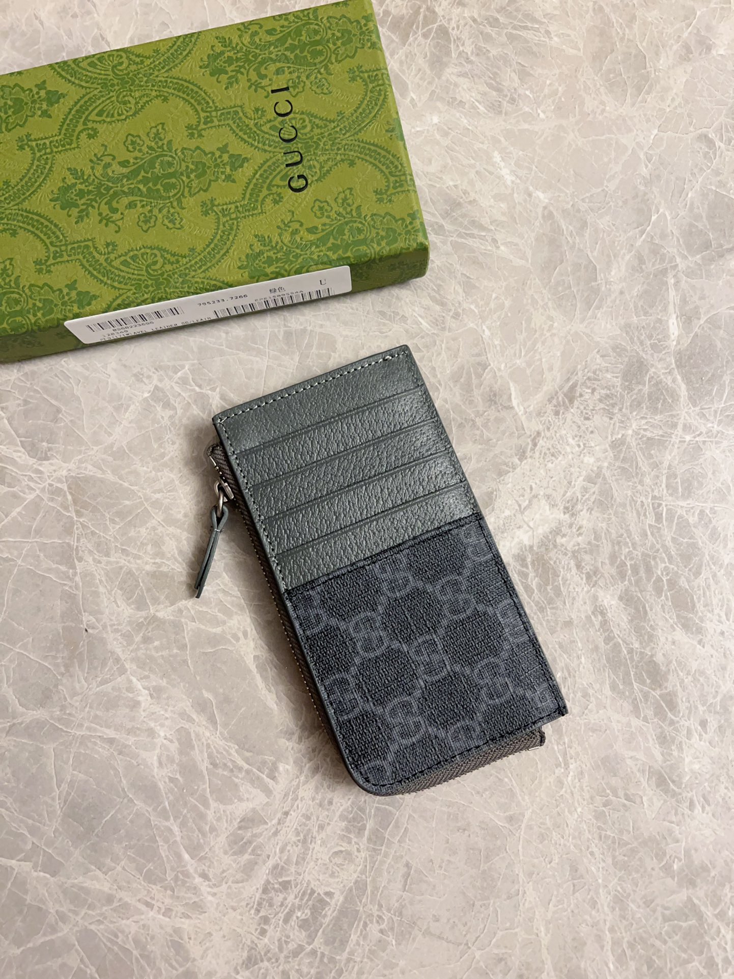 Grey trim GG zip card case