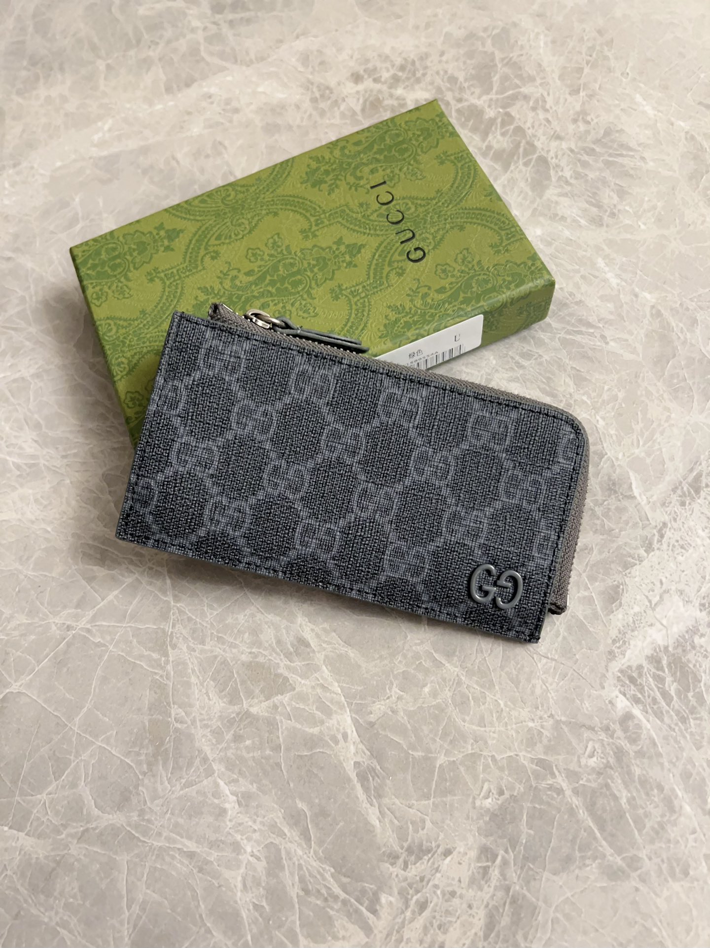 Grey trim GG zip card case
