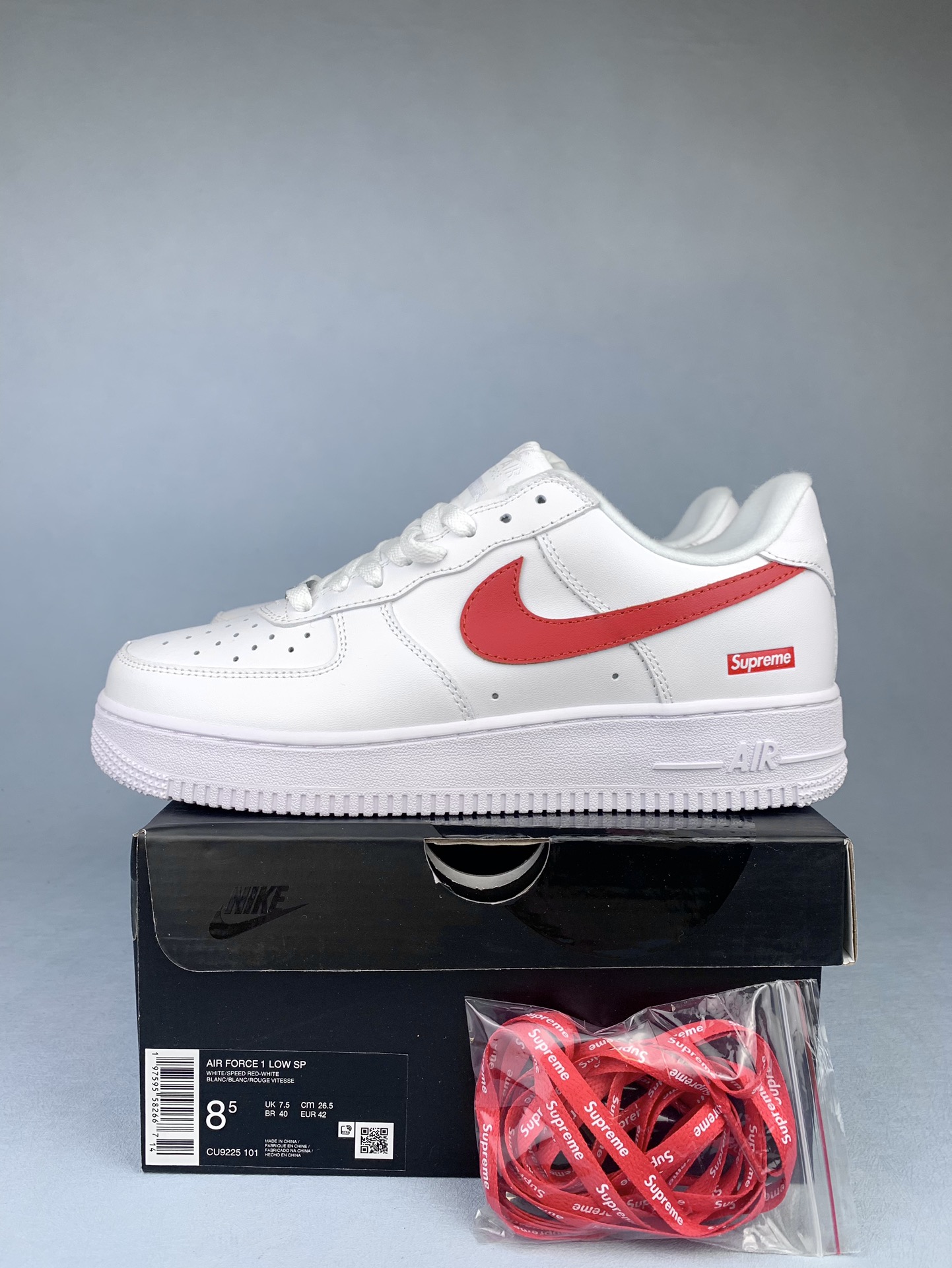 Supreme × Nike Air Force 1 Low China Exclusive "White/Speed Red"