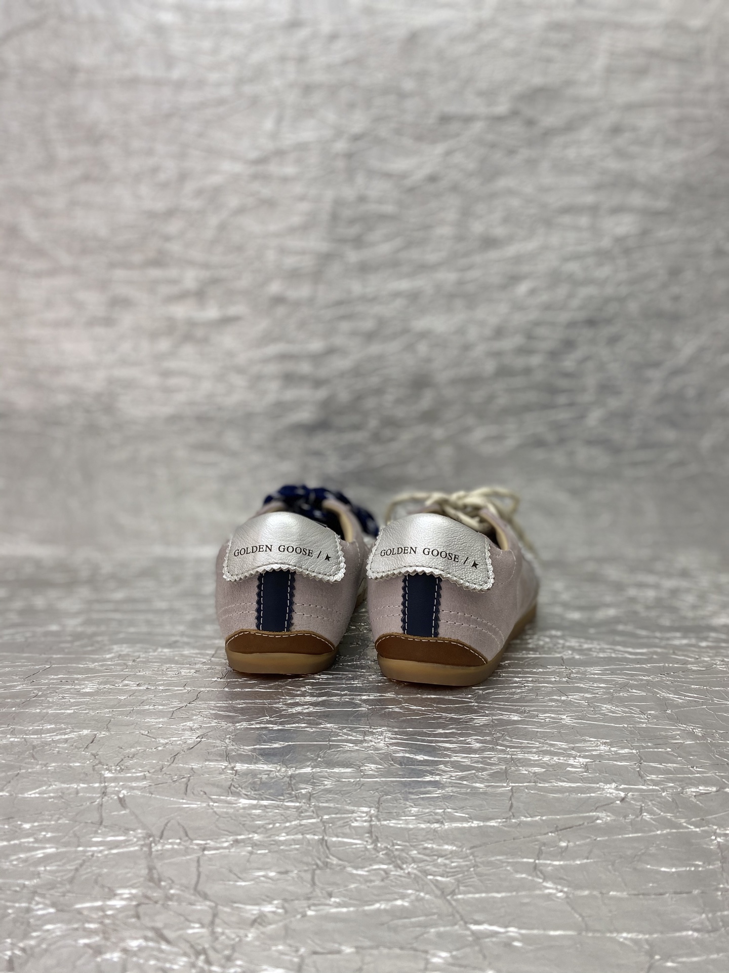 Golden Goose True-Star in pastel pink suede with silver star and heel tab