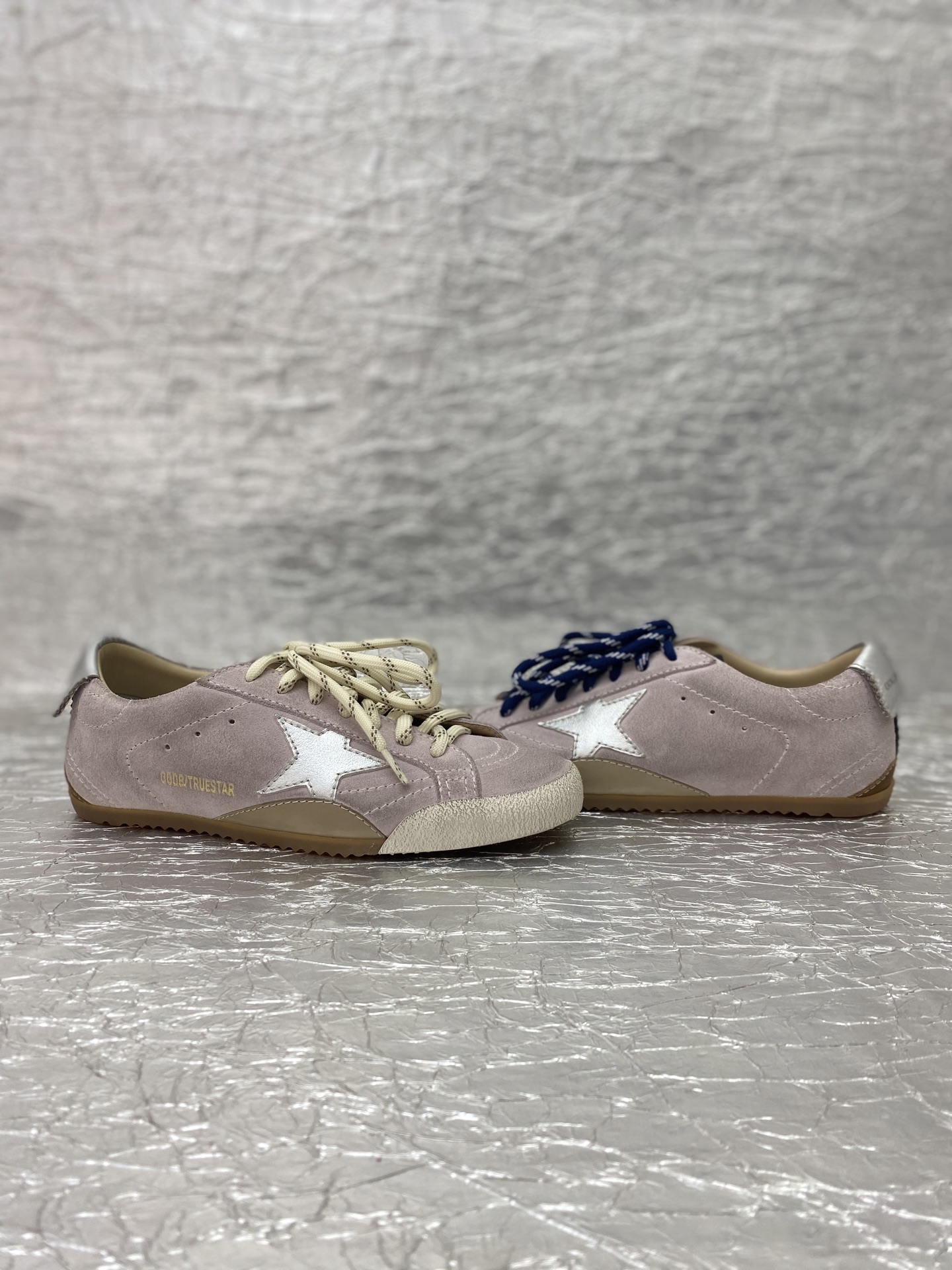 Golden Goose True-Star in pastel pink suede with silver star and heel tab