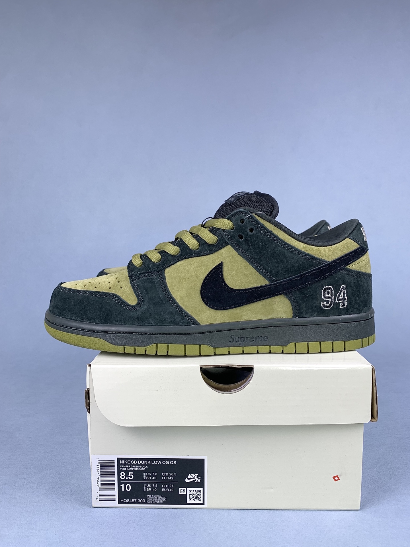 Supreme × Nike SB Dunk Low "Camper Green" (Asia Exclusive) (25FW Week2)