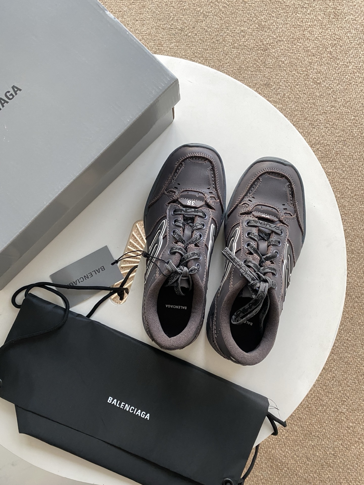 Blenciaga Hamptons Medium Worn-out Sneaker in Brown/lilac