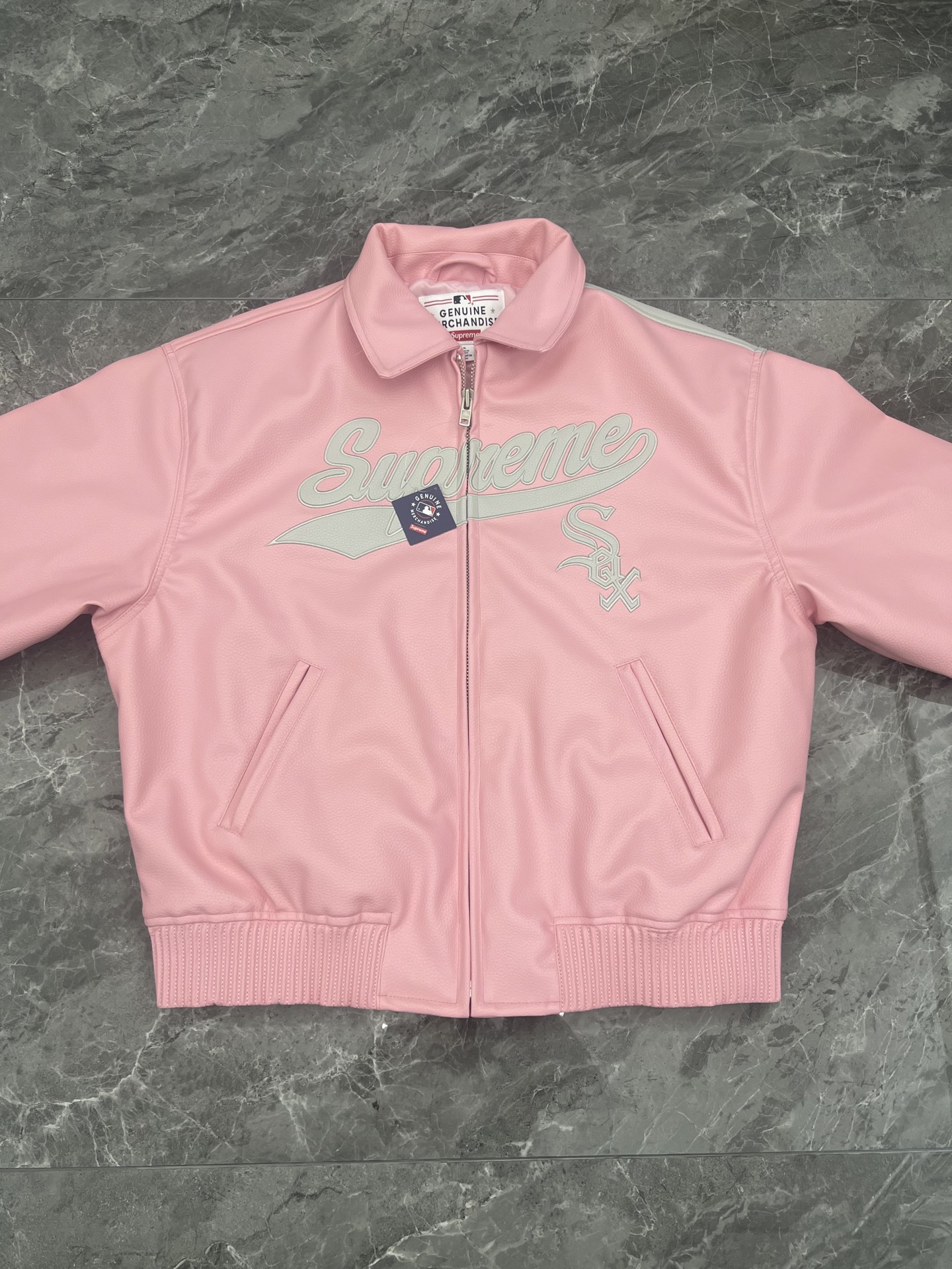 Supreme x Chicago White Sox FW25 Leather Varsity Jacket