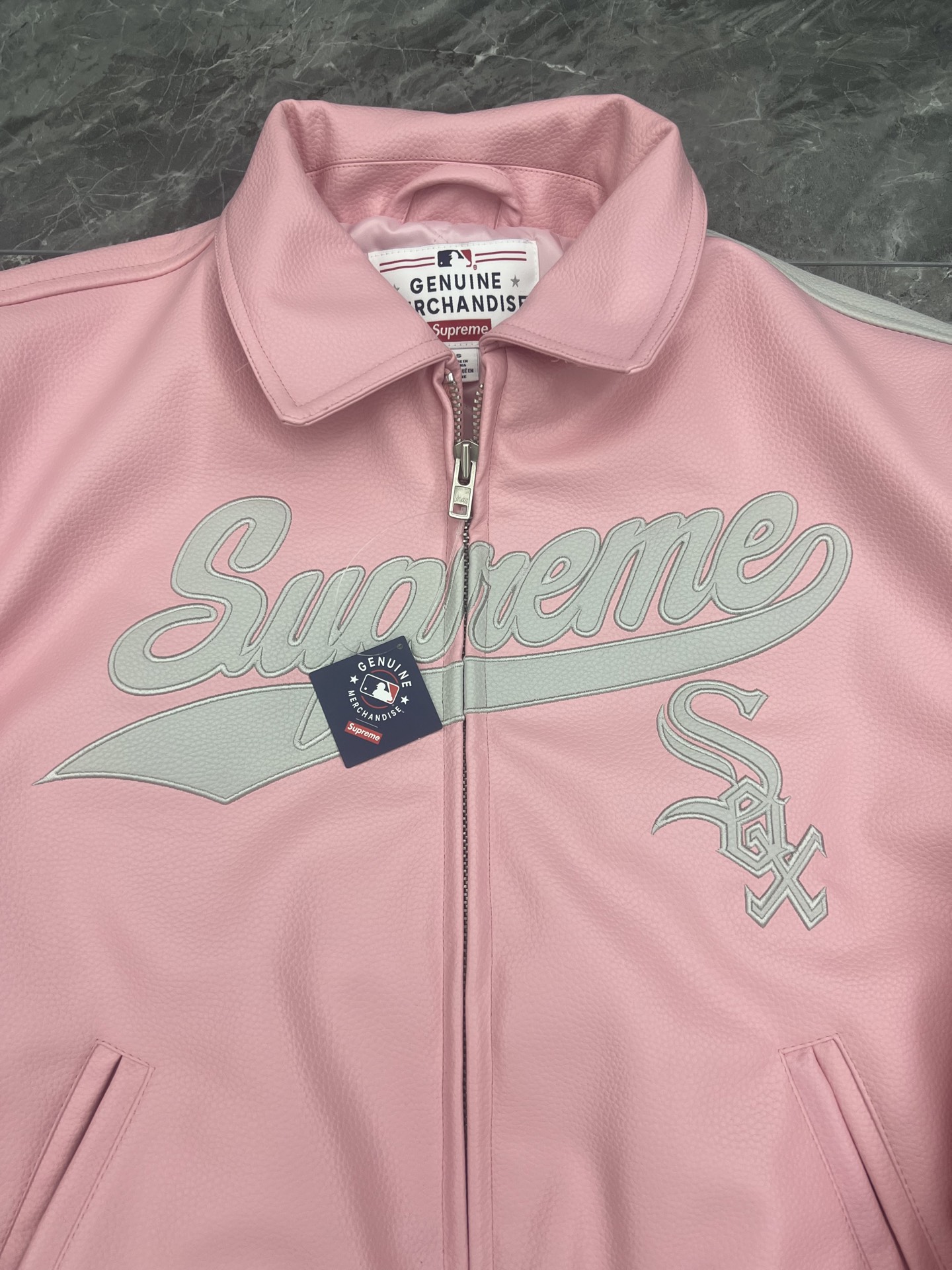Supreme x Chicago White Sox FW25 Leather Varsity Jacket