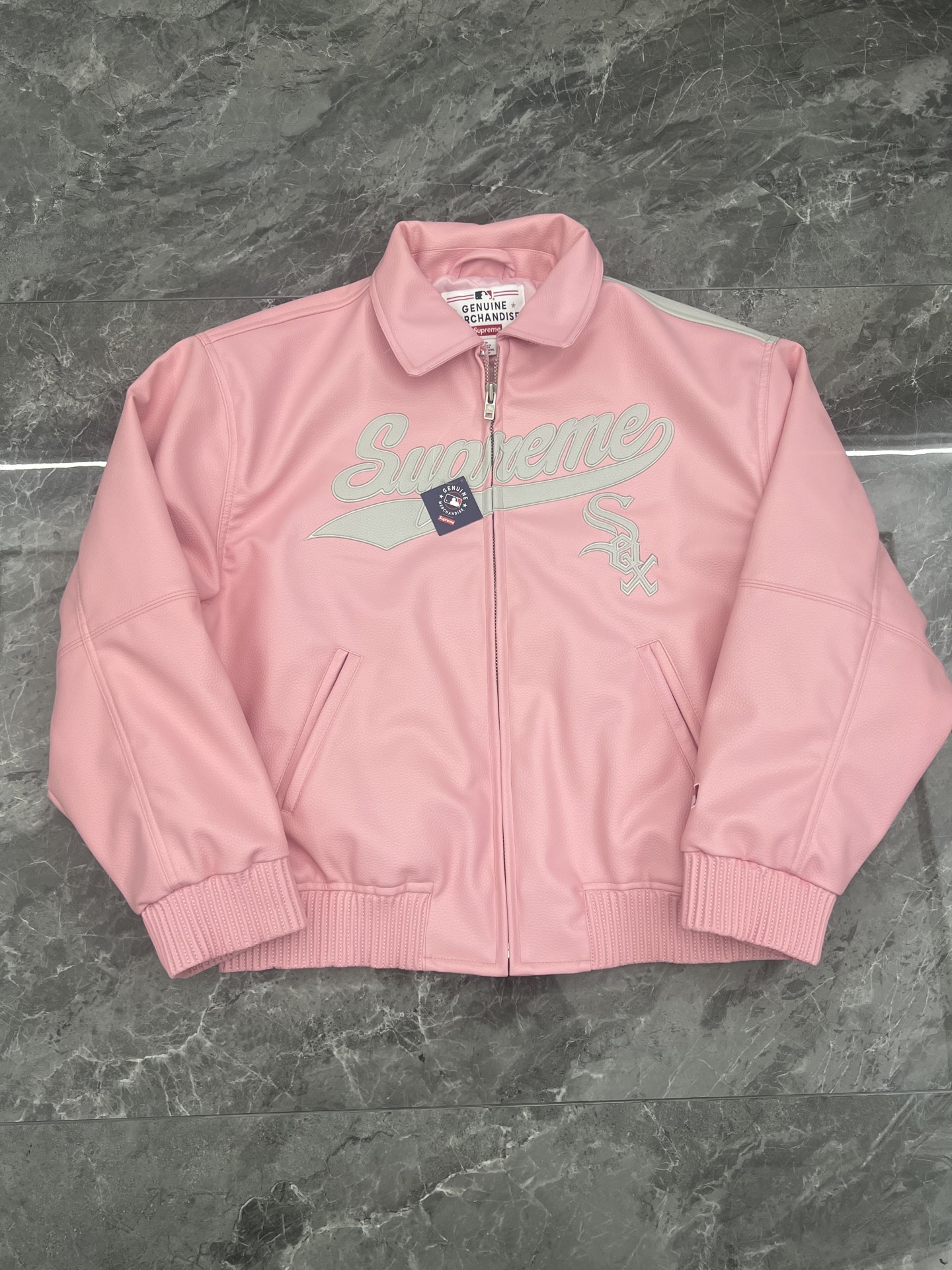 Supreme x Chicago White Sox FW25 Leather Varsity Jacket