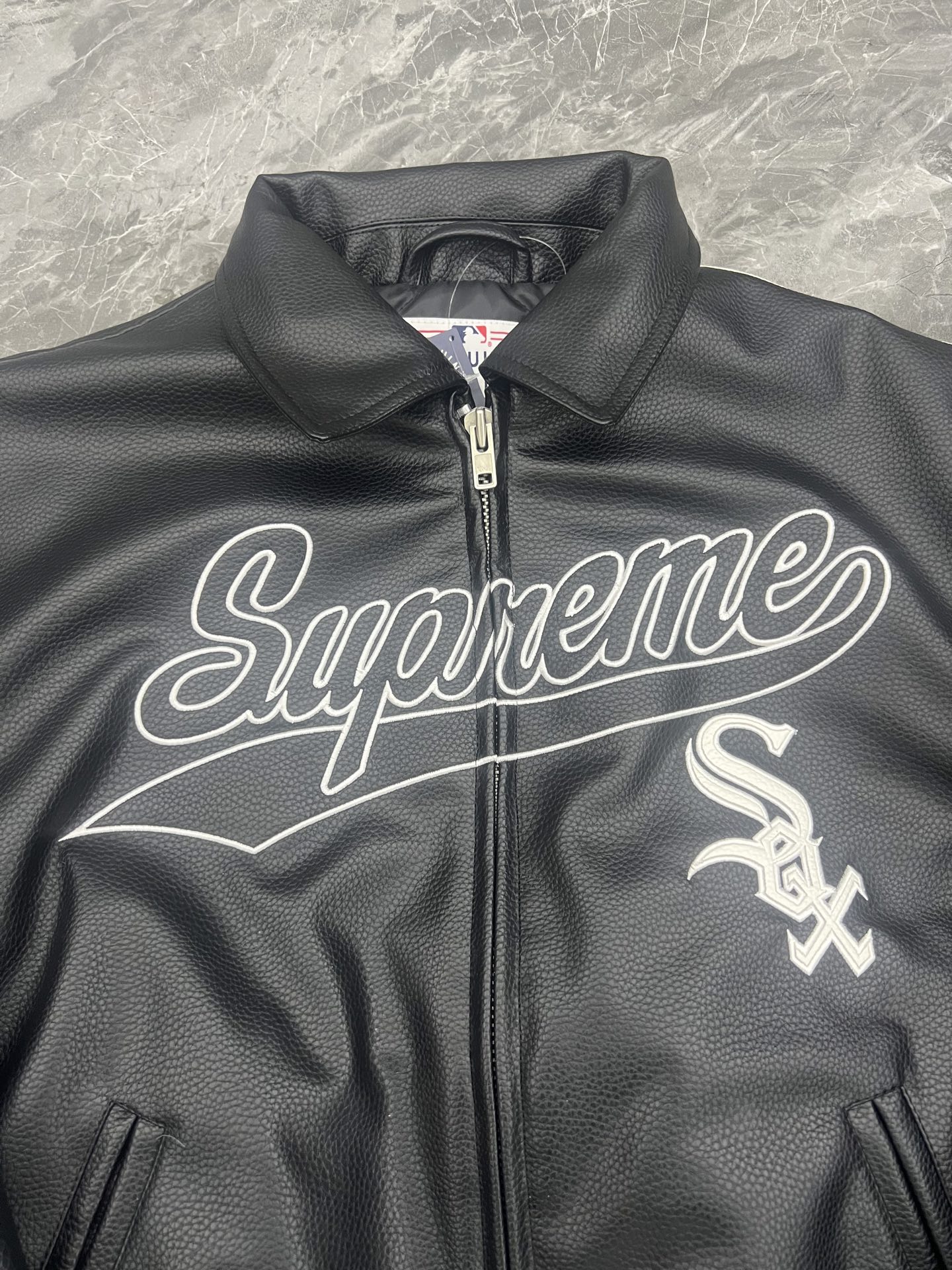 Supreme x Chicago White Sox FW25 Leather Varsity Jacket