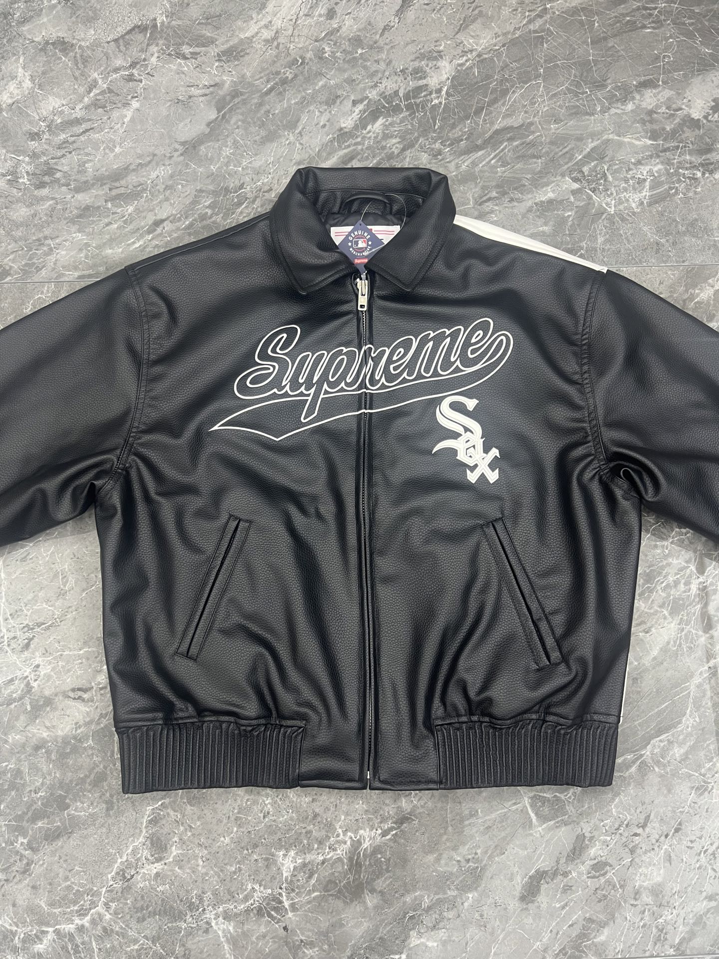 Supreme x Chicago White Sox FW25 Leather Varsity Jacket