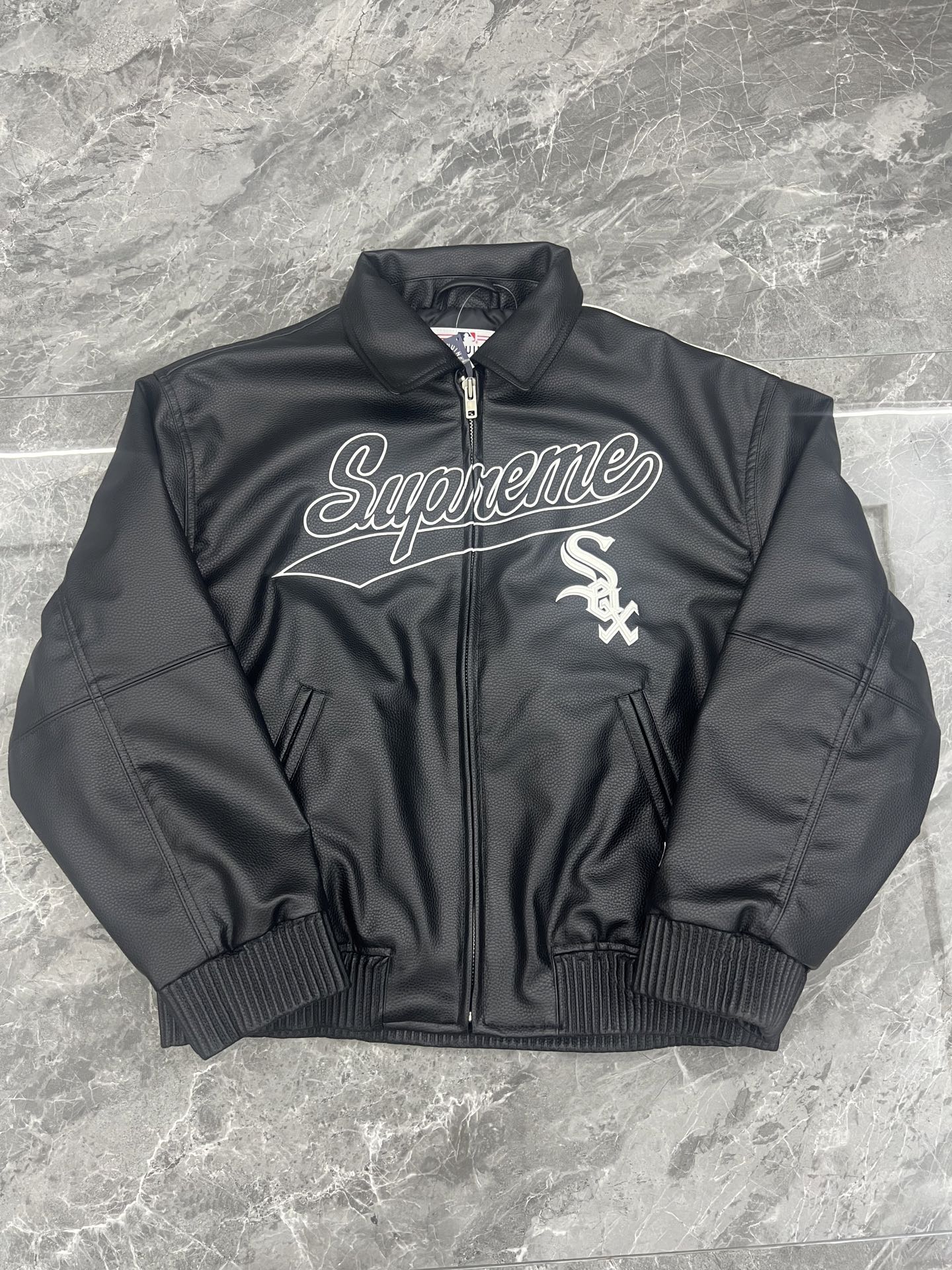 Supreme x Chicago White Sox FW25 Leather Varsity Jacket