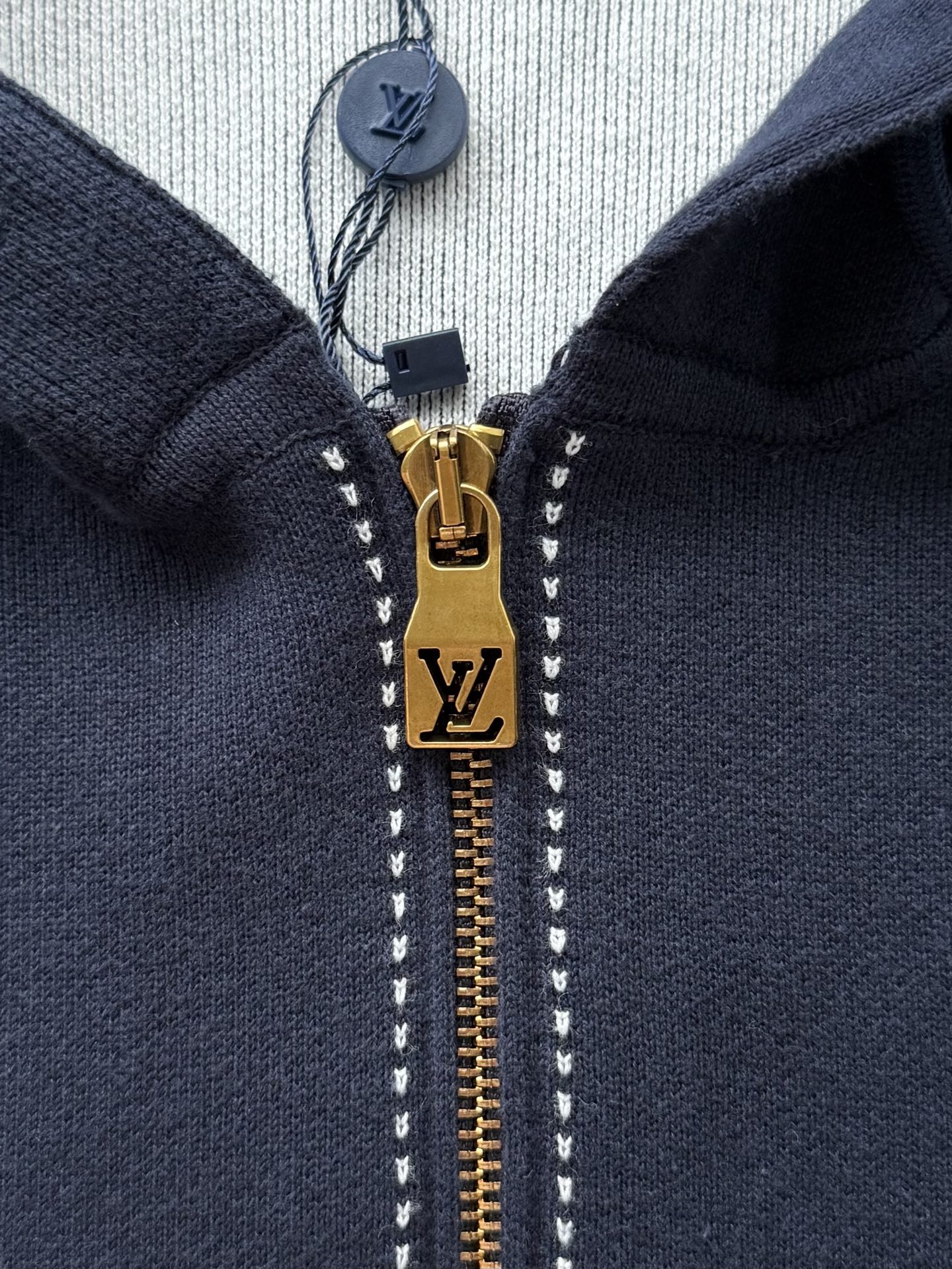 1AIWEP グラフィック インターシャ ジップコットンパーカ