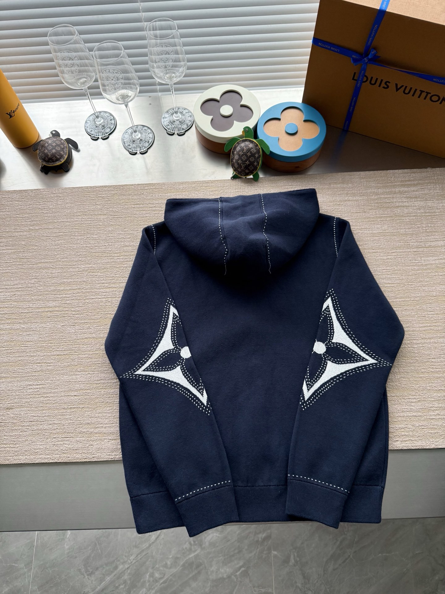 1AIWEP グラフィック インターシャ ジップコットンパーカ